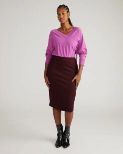 Anya Ponte Skirt - Black Cherry