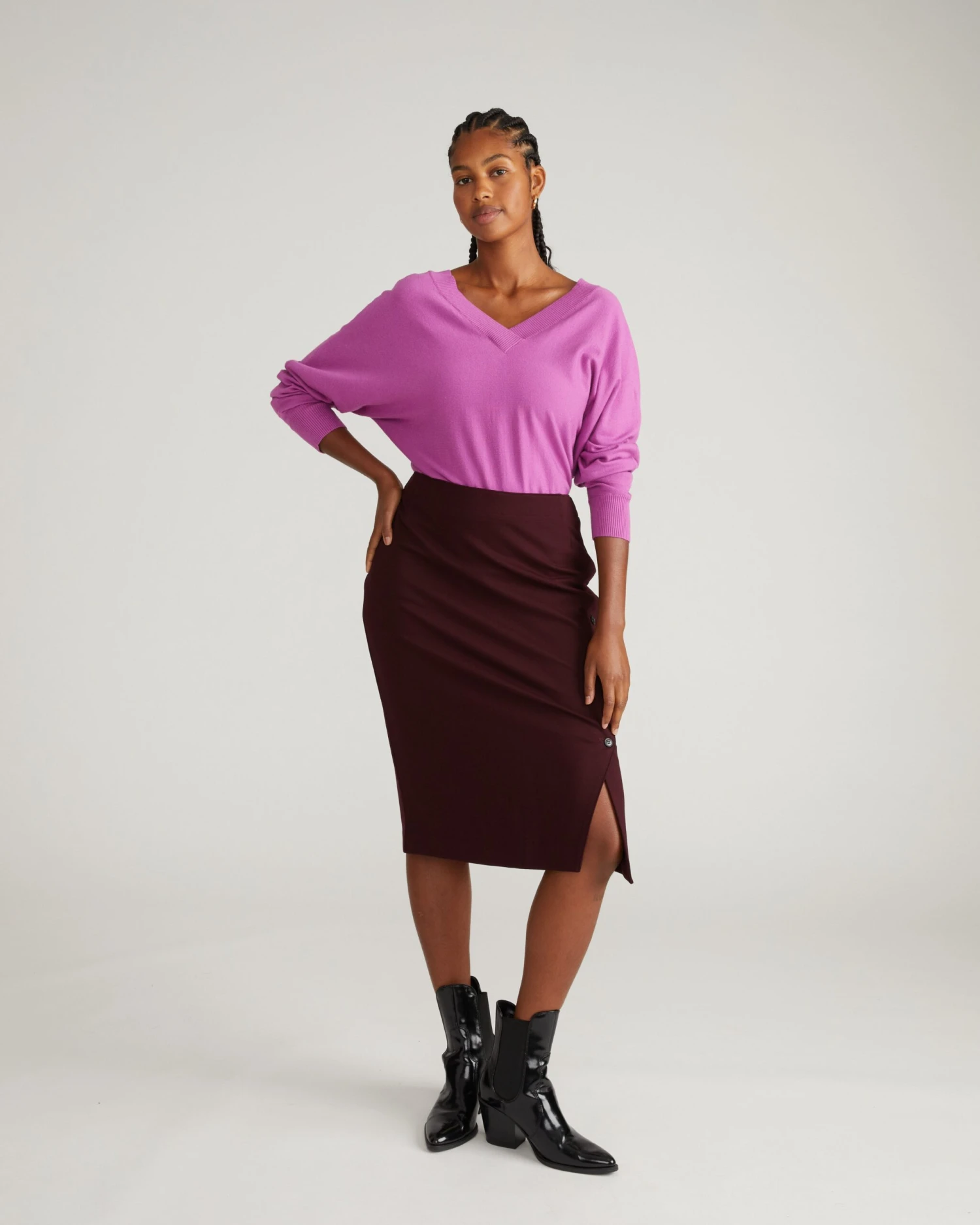 Anya Ponte Skirt - Black Cherry 4 Anya Ponte Skirt - Black Cherry - Image 2