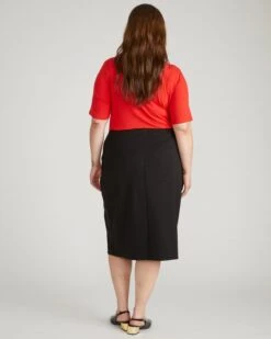 Anya Ponte Skirt - Slate Pinstripe -UNIVERSAL STANDARD USSK2021 201 Anya Ponte Skirt Slate Pinstripe 003 068