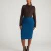 Anya Ponte Skirt - Deep Teal -UNIVERSAL STANDARD USSK2021 926 Anya Ponte Skirt Deep Teal 002 003