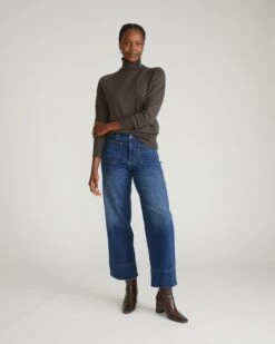 Renee Savvy Fine Knit Raglan Turtleneck - Graphite -UNIVERSAL STANDARD USSW0758C 733 Renee Raglan Turtleneck Sweater In Savvy Yarn Graphite 001 009