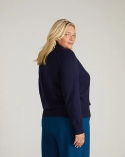 Renee Savvy Fine Knit Raglan Turtleneck - Midnight -UNIVERSAL STANDARD USSW0758C 930 Renee Raglan Turtleneck Sweater In Savvy Yarn Pageant Blue 003 181