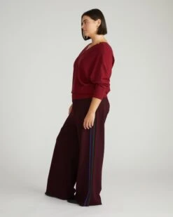 Savvy Fine Knit Sweater Blouse in Garnet - Elegant V-Neck Pullover -UNIVERSAL STANDARD USSW1246B 943 Savvy Fine Knit Sweater Blouse Garnet 002 026