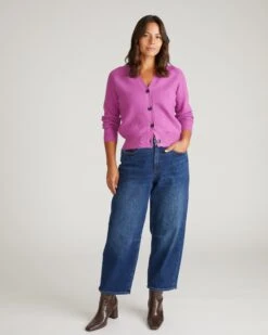 Ultra-Soft Purple Vision Cardigan - Machine Washable Wool Alternative