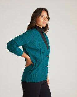 Soft Cable Knit Cardigan - Botanic Green Washable Sweater 8 Soft Cable Knit Cardigan - Botanic Green Washable Sweater -UNIVERSAL STANDARD USSW1254C 676 Cable Knit Cardigan Botanic 002 030