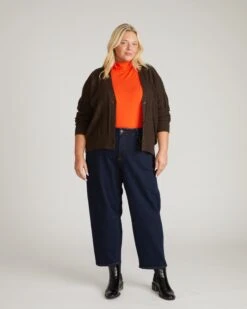 Espresso Brown Soft Cable Knit Cardigan - Ultra-Cozy Aran Knit -UNIVERSAL STANDARD USSW1254C 808 Cable Knit Cardigan Chocolate 001 044