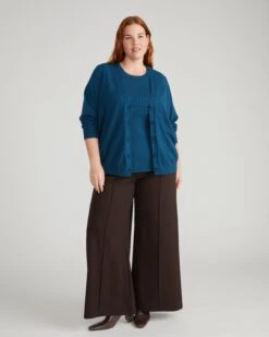 Deep Teal Fine Knit Cardigan - Savvy Elegant Layering Sweater 9 Deep Teal Fine Knit Cardigan - Savvy Elegant Layering Sweater -UNIVERSAL STANDARD USSW1756 926 Savvy Fine Knit Cardigan Deep Teal 001 071