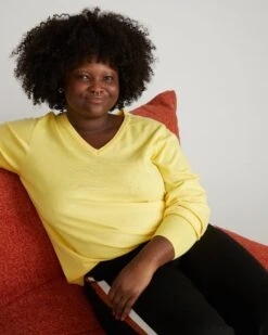 Savvy Fine Knit V-Neck Sweater - Banana Pudding -UNIVERSAL STANDARD USSW1757 923 Savvy Fine Knit V Sweater Banana Pudding 001 203 08c0d3bc 3289 464e b7ea ec9ebb8229a9