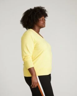 Savvy Fine Knit V-Neck Sweater - Banana Pudding -UNIVERSAL STANDARD USSW1757 923 Savvy Fine Knit V Sweater Banana Pudding 003 185 29c98cb6 6e57 4621 9e4b e7dbab478b59