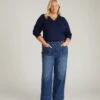 Savvy Fine Knit V-Neck Sweater - Midnight -UNIVERSAL STANDARD USSW1757 930 Savvy Fine Knit V Sweater Pageant Blue 001 002