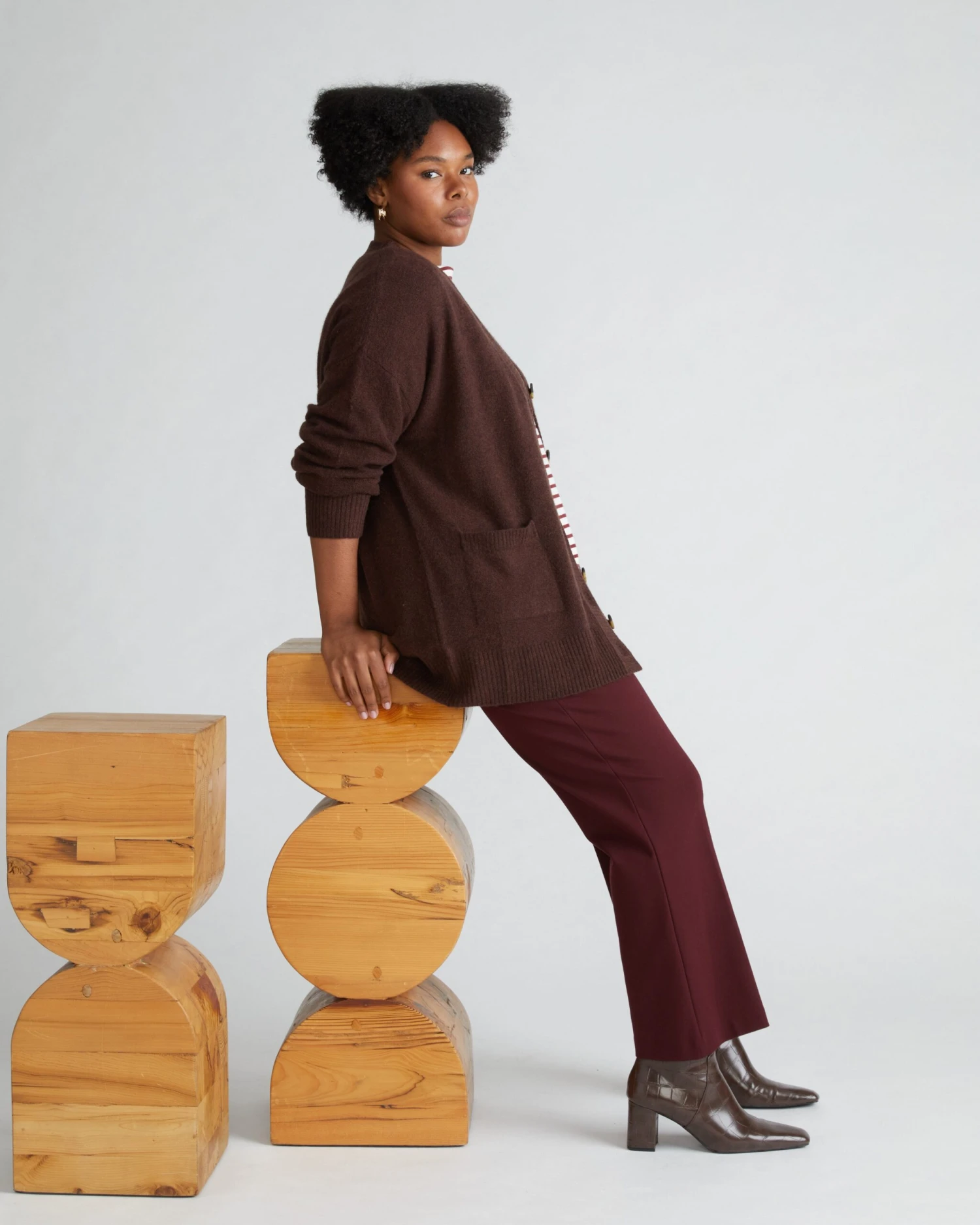 Prestige Ponte Flared Pants - Black Cherry 6 Prestige Ponte Flared Pants - Black Cherry - Image 4