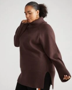 Ultra-Soft Oversize Turtleneck Sweater in Brulee - Cashmere Feel -UNIVERSAL STANDARD USSW1761 517 Yolanda Sweater Arabica 003 530