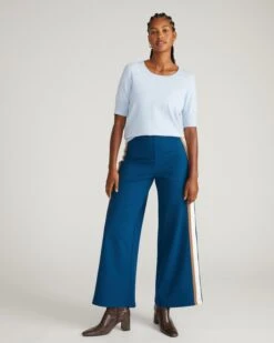 Fine Knit Lightweight Sweater Top in Silver Blue -UNIVERSAL STANDARD USSW1763 927 Savvy Fine Knit Sweater Top Silver Blue 002 002