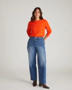 Savvy Fine Knit Crew Neck Sweater - Poppy Red