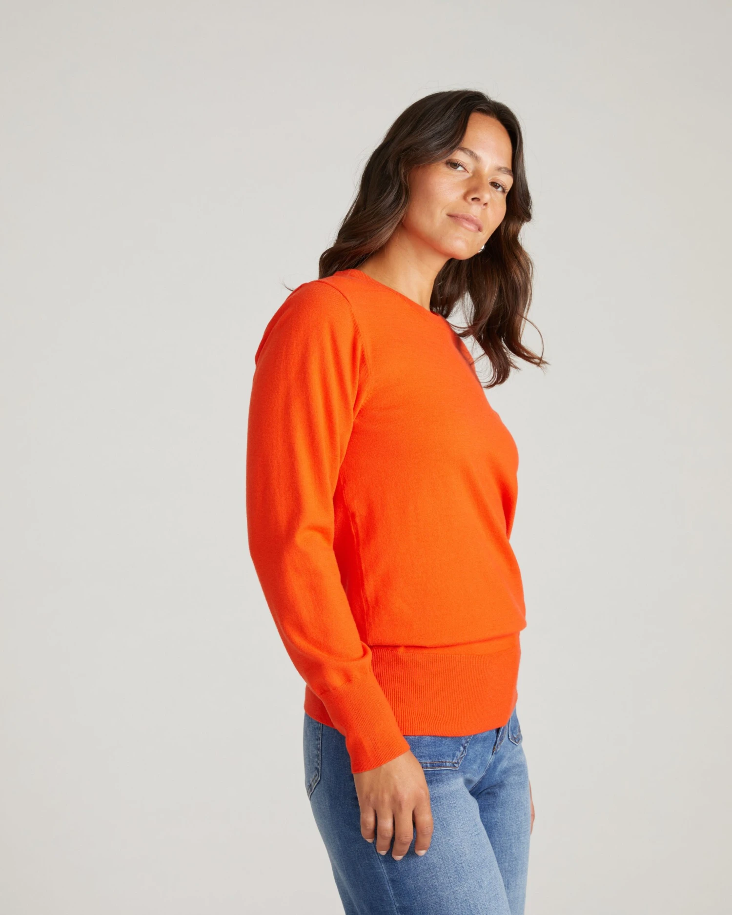 Savvy Fine Knit Crew Neck Sweater - Poppy Red 4 Savvy Fine Knit Crew Neck Sweater - Poppy Red - Image 2