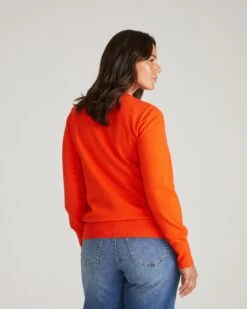 Savvy Fine Knit Crew Neck Sweater - Poppy Red 7 Savvy Fine Knit Crew Neck Sweater - Poppy Red -UNIVERSAL STANDARD USSW1767 059 Savvy Fine Knit Crew Sweater Poppy 003 035