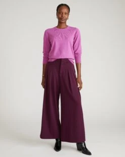 Savvy Fine Knit Crew Sweater in Purple Vision