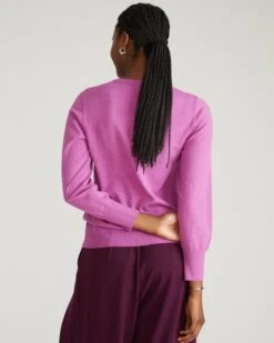 Savvy Fine Knit Crew Sweater in Purple Vision -UNIVERSAL STANDARD USSW1767 942 Savvy Fine Knit Crew Sweater Purple Vision 003 171