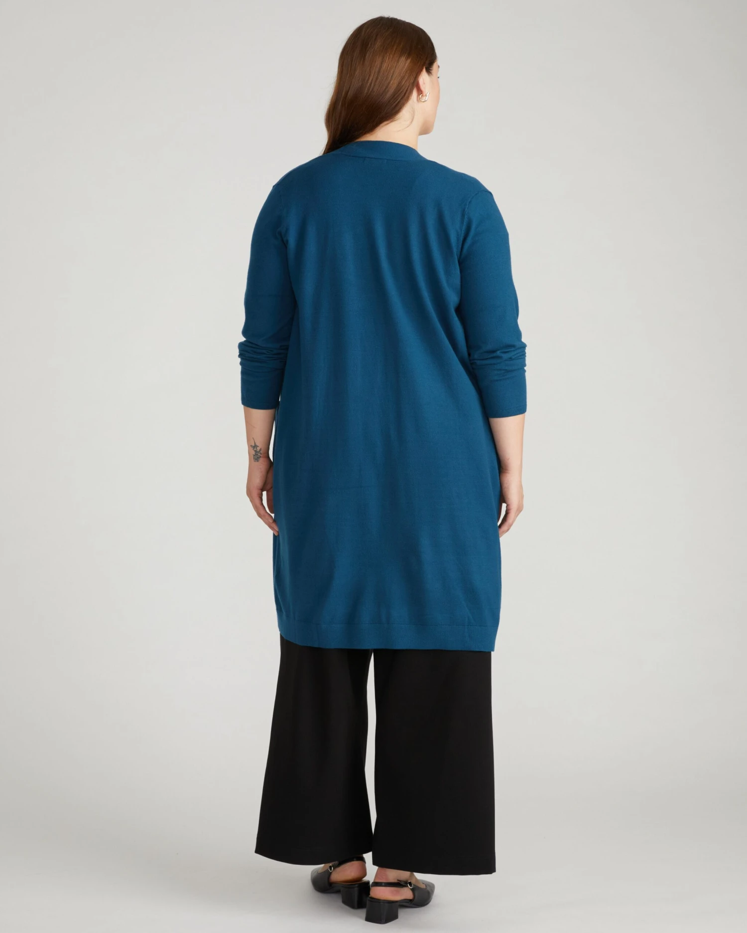 Savvy Double Knit Sweater Cardigan - Deep Teal - Image 3