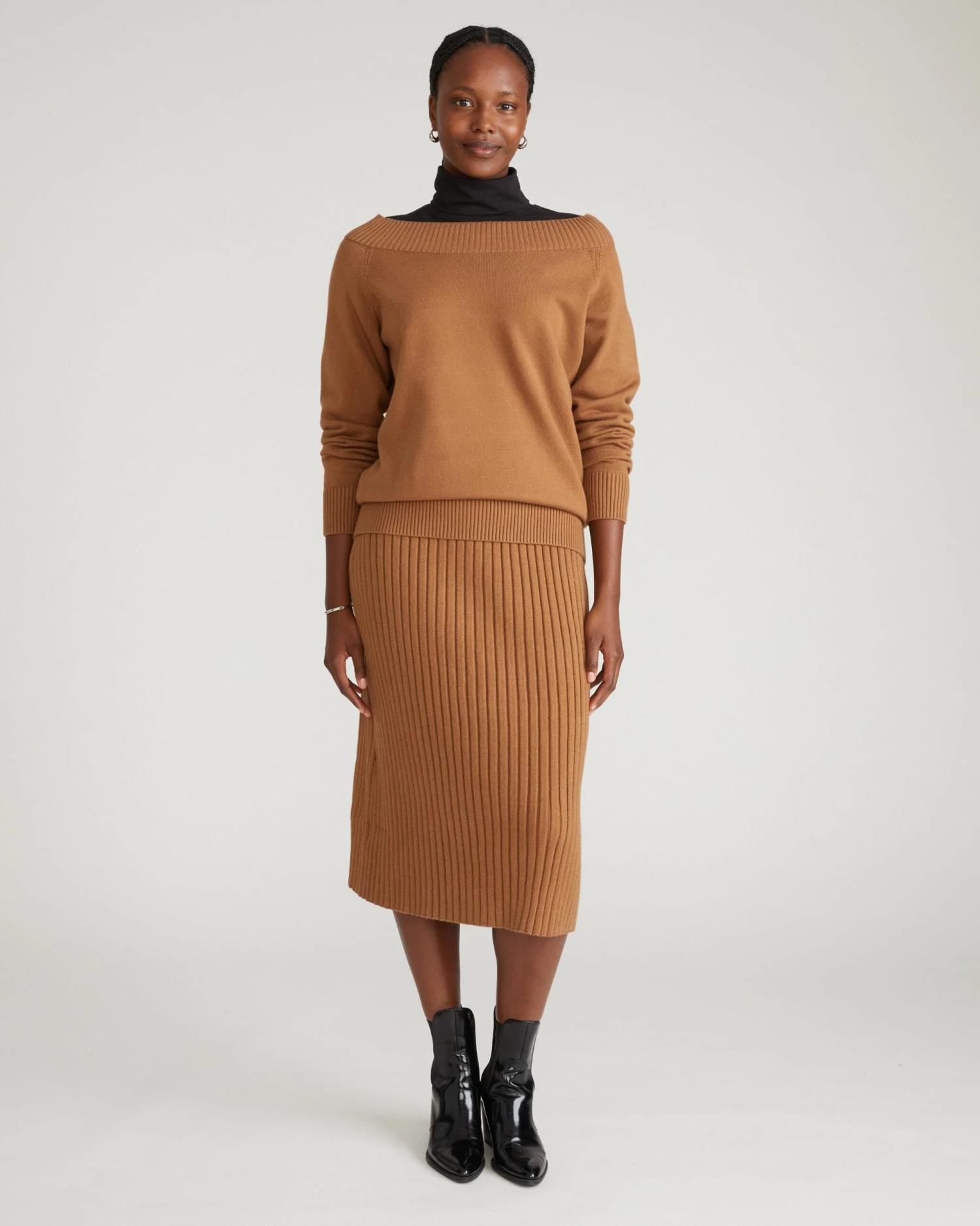Noomi Cold Shoulder Sweater in Classic Camel 5 Noomi Cold Shoulder Sweater in Classic Camel - Image 3