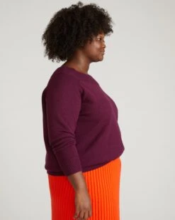 Noomi Cold Shoulder Sweater - Elegant Gamay Knitwear -UNIVERSAL STANDARD USSW2005 825 Better Than Wool Noomi Oversized Sweater Gamay 002 355