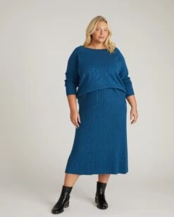 Noomi Cold Shoulder Sweater - Deep Teal Knit Pullover -UNIVERSAL STANDARD USSW2005 926 Better Than Wool Noomi Oversized Sweater Deep Teal 001 001