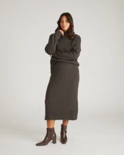 Graphite Gray Knit Sweater Skirt - Chic & Cozy Elastic Waist Skirt 9 Graphite Gray Knit Sweater Skirt - Chic & Cozy Elastic Waist Skirt -UNIVERSAL STANDARD USSW2007 733 Better Than Wool Risa Sweater Skirt Graphite 001 004