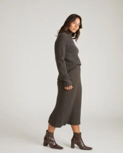 Graphite Gray Knit Sweater Skirt - Chic & Cozy Elastic Waist Skirt 10 Graphite Gray Knit Sweater Skirt - Chic & Cozy Elastic Waist Skirt -UNIVERSAL STANDARD USSW2007 733 Better Than Wool Risa Sweater Skirt Graphite 002 006