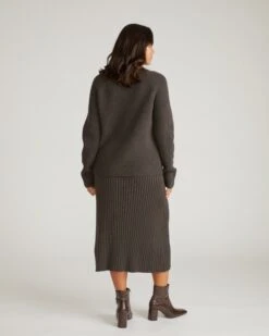 Graphite Gray Knit Sweater Skirt - Chic & Cozy Elastic Waist Skirt 11 Graphite Gray Knit Sweater Skirt - Chic & Cozy Elastic Waist Skirt -UNIVERSAL STANDARD USSW2007 733 Better Than Wool Risa Sweater Skirt Graphite 003 001