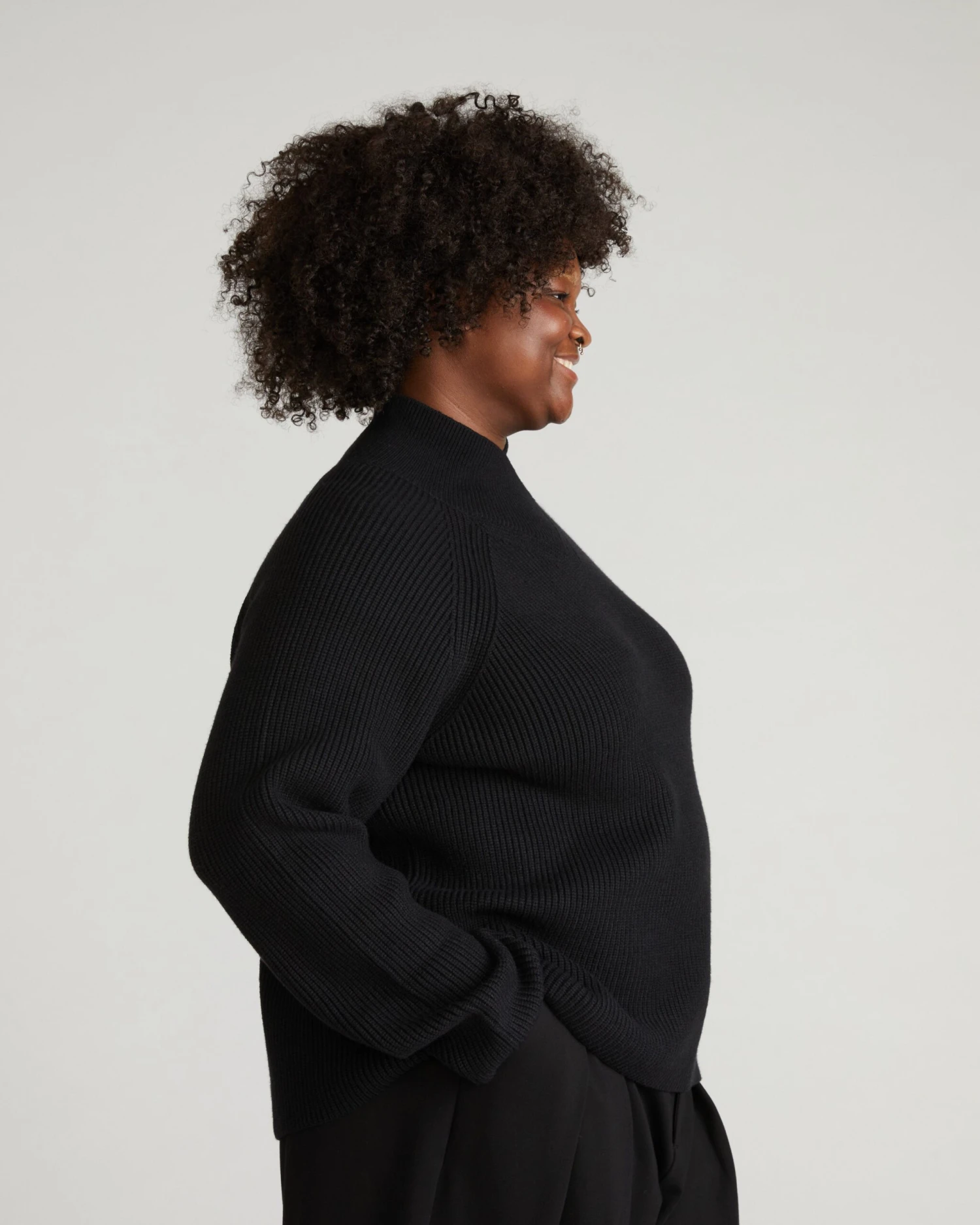 Arly Wrap Neck Sweater in Classic Black 5 Arly Wrap Neck Sweater in Classic Black - Image 3