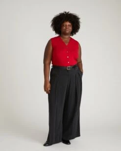 Savvy Carmine Fine Knit Cardigan Vest