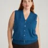 Savvy Fine Knit Cardigan Vest - Blue Teal -UNIVERSAL STANDARD USSW2015 926 Savvy Fine Knit Frankie Cardigan Vest Deep Teal 001 464