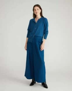 Savvy Fine Knit Crewneck Cardigan - Blue Teal -UNIVERSAL STANDARD USSW2017 926 Savvy Knit Crewneck Cardigan Deep Teal 001 691