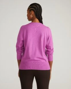 Savvy Fine Knit Crewneck Cardigan - Purple Vision 9 Savvy Fine Knit Crewneck Cardigan - Purple Vision -UNIVERSAL STANDARD USSW2017 942 Savvy Knit Crewneck Cardigan Purple Vision 003 708