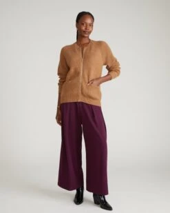 Better-Than-Wool Zip Cardigan - Classic Camel Itch-Free Sweater -UNIVERSAL STANDARD USSW2019 211 Vicki Better Than Wool Zip Cardigan Camel 001 134