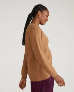 Better-Than-Wool Zip Cardigan - Classic Camel Itch-Free Sweater -UNIVERSAL STANDARD USSW2019 211 Vicki Better Than Wool Zip Cardigan Camel 002 141