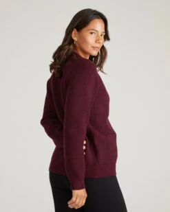 Better-Than-Wool Zip Cardigan - Premium Soft Knit Sweater in Gamay -UNIVERSAL STANDARD USSW2019 825 Vicki Better Than Wool Zip Cardigan Gamay 003 012