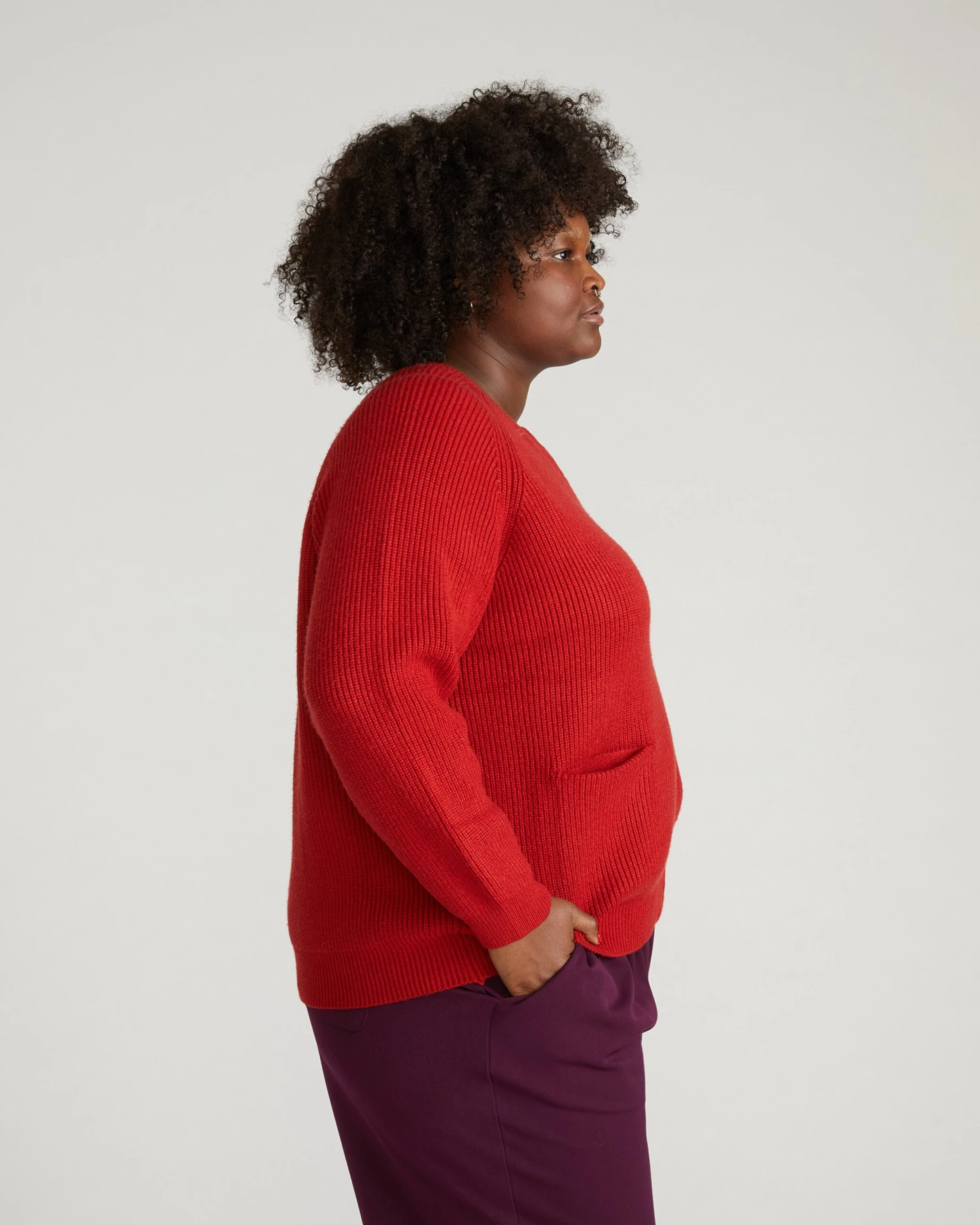 Soft Knit Zip Up Cardigan Sweater - Autumn Red 7 Soft Knit Zip Up Cardigan Sweater - Autumn Red - Image 5