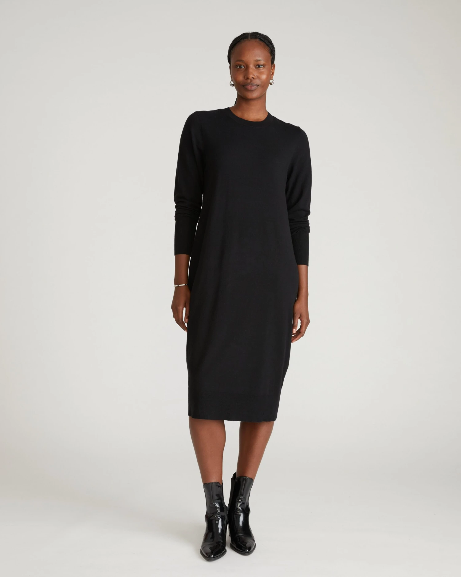 Savvy Fine Knit Everyday Sweater Dress - Black 3 Savvy Fine Knit Everyday Sweater Dress - Black