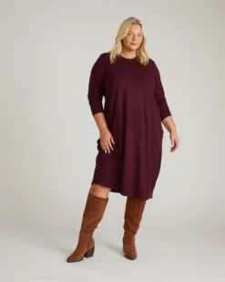 Savvy Fine Knit Everyday Sweater Dress in Gamay -UNIVERSAL STANDARD USSW2035 752 Eco Everyday Sweater Dress Akala Purple 001 116