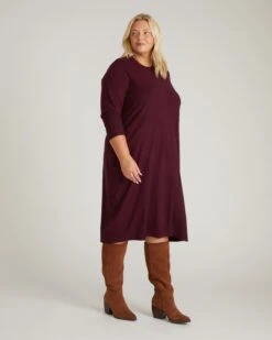 Savvy Fine Knit Everyday Sweater Dress in Gamay -UNIVERSAL STANDARD USSW2035 825 Eco Everyday Sweater Dress Gamay 002 009