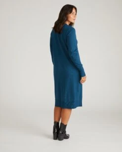 Savvy Fine Knit Everyday Sweater Dress in Deep Teal -UNIVERSAL STANDARD USSW2035 926 Eco Everyday Sweater Dress Deep Teal 003 056