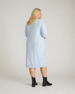 Savvy Fine Knit Everyday Sweater Dress in Silver Blue -UNIVERSAL STANDARD USSW2035 927 Eco Everyday Sweater Dress Silver Blue 003 003