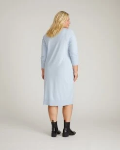 Savvy Fine Knit Everyday Sweater Dress in Silver Blue -UNIVERSAL STANDARD USSW2035 927 Eco Everyday Sweater Dress Silver Blue 003 006