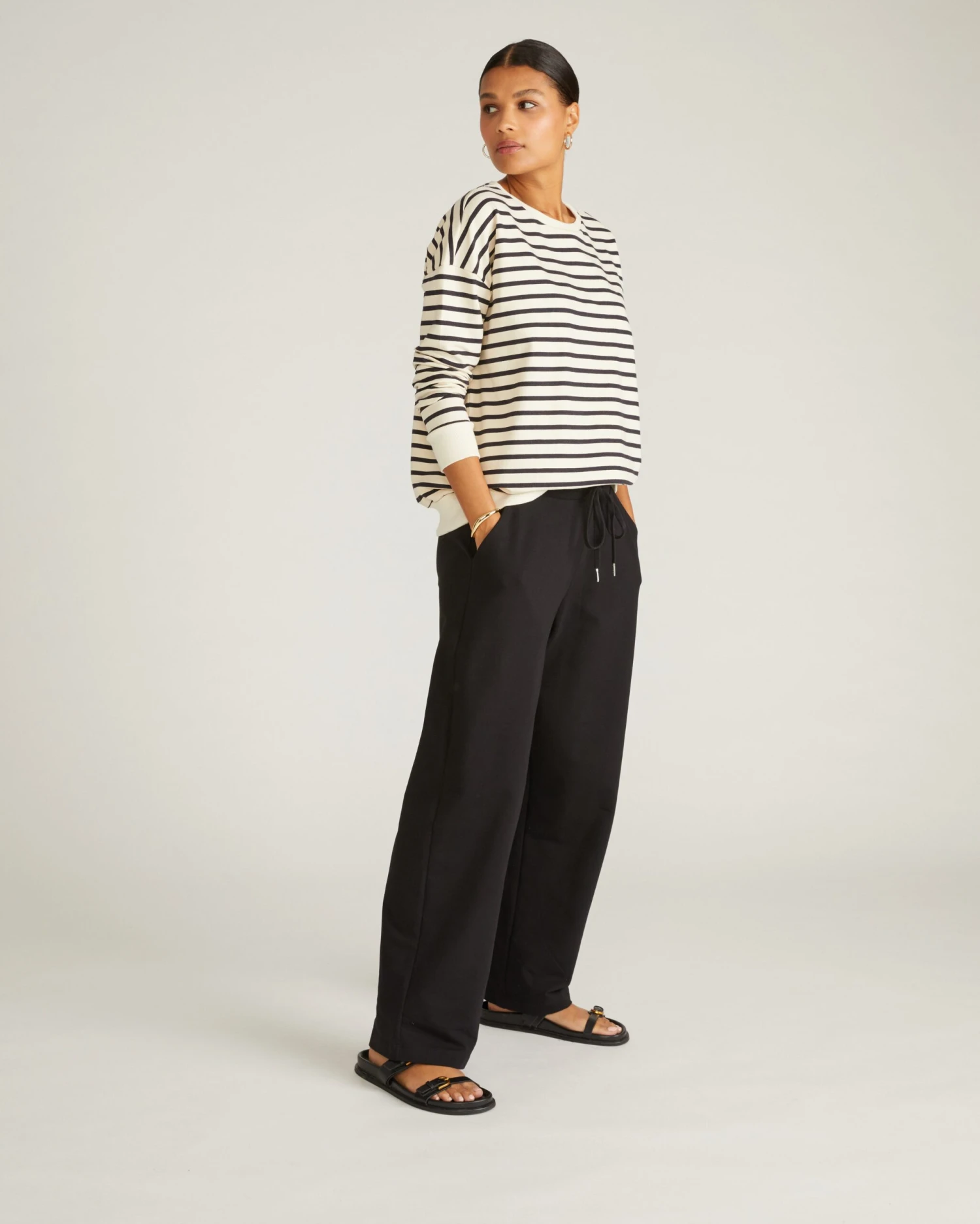 Lauren Classic French Terry Sweatshirt - Ecru/Black Stripe 6 Lauren Classic French Terry Sweatshirt - Ecru/Black Stripe - Image 4