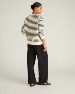 Lauren Classic French Terry Sweatshirt - Ecru/Black Stripe 11 Lauren Classic French Terry Sweatshirt - Ecru/Black Stripe -UNIVERSAL STANDARD USTO0431B 949 Lauren Classic Sweatshirt White Black Stripe 003 1574