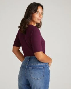 Maia Stovepipe Sleeve Tee - Premium Gamay Elbow-Sleeve Top 7 Maia Stovepipe Sleeve Tee - Premium Gamay Elbow-Sleeve Top -UNIVERSAL STANDARD USTO0549 825 Maia Stovepipe Sleeve Tee Gamay 003 090