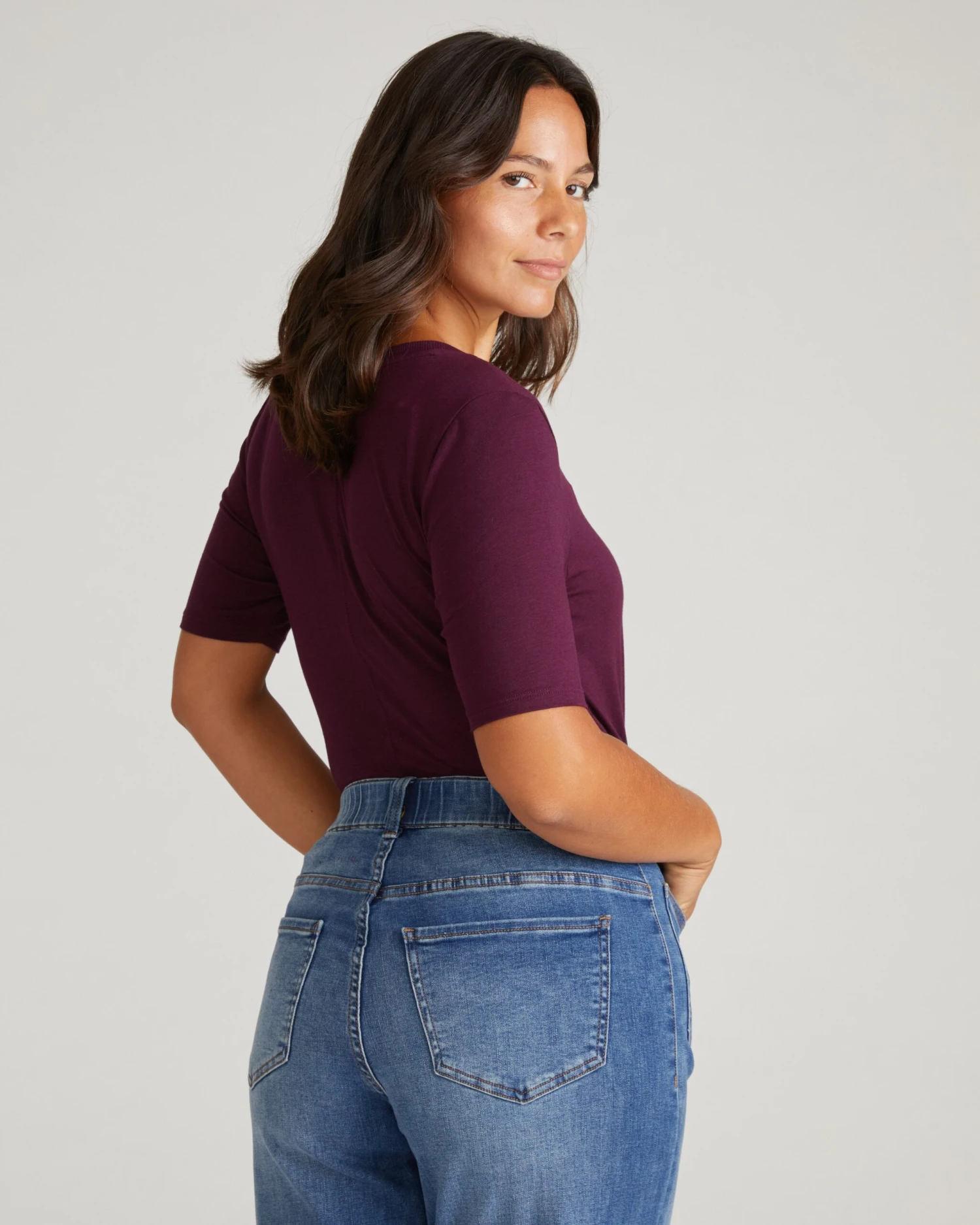 Maia Stovepipe Sleeve Tee - Premium Gamay Elbow-Sleeve Top 5 Maia Stovepipe Sleeve Tee - Premium Gamay Elbow-Sleeve Top - Image 3