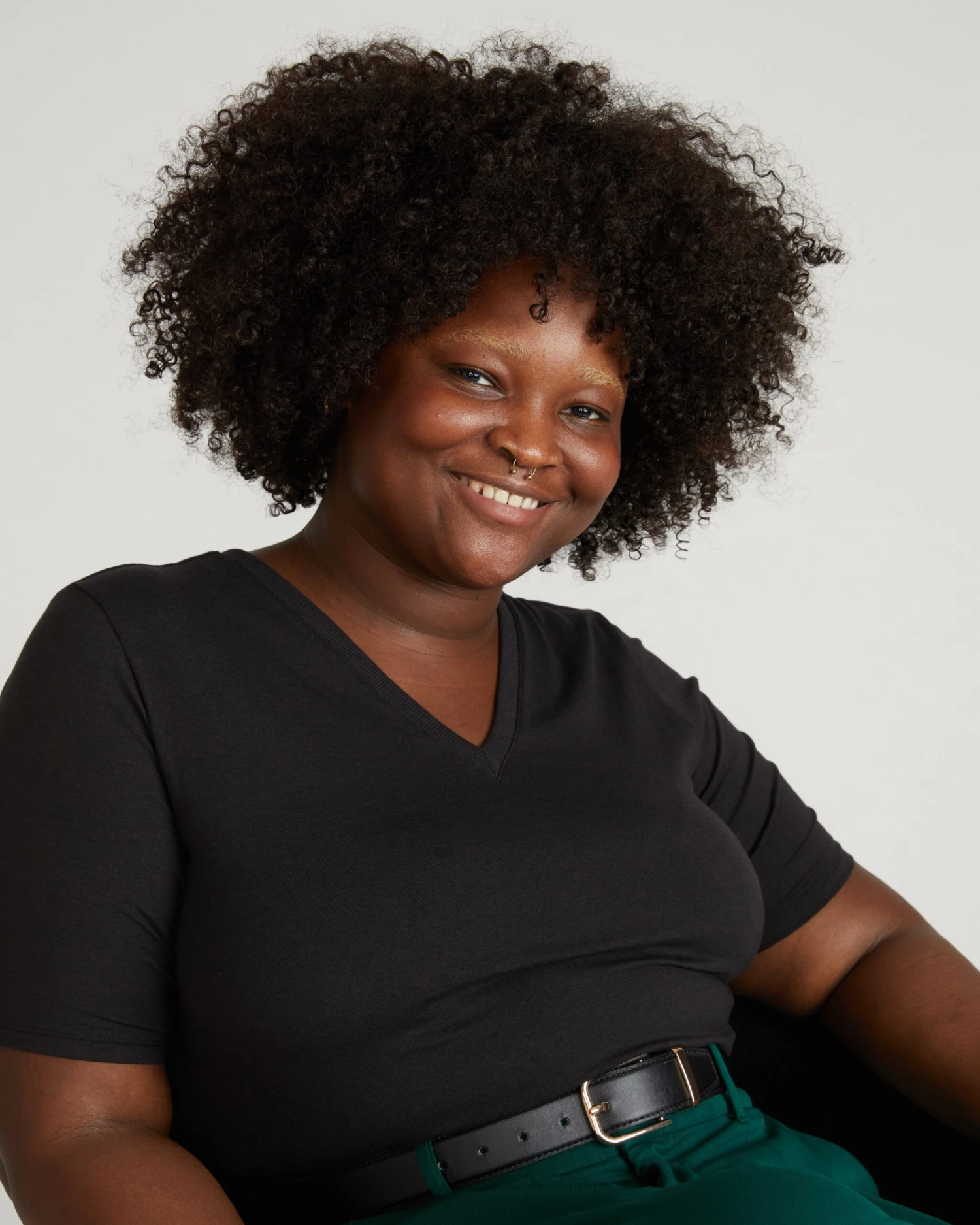 Maia Stovepipe Sleeve V-Neck Tee - Black 3 Maia Stovepipe Sleeve V-Neck Tee - Black