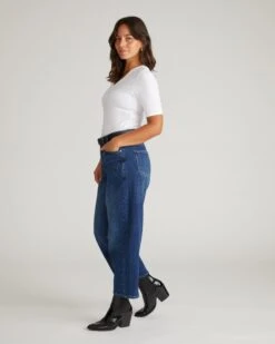 Maia White V-Neck Pima Cotton Tee with Stovepipe Sleeves -UNIVERSAL STANDARD USTO0549V 025 Maia Stovepipe Sleeve V Neck Tee White 003 071